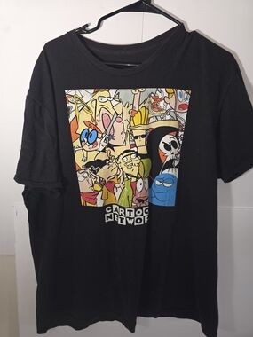 Cartoon Network Black Tee with Colorful Character Collage